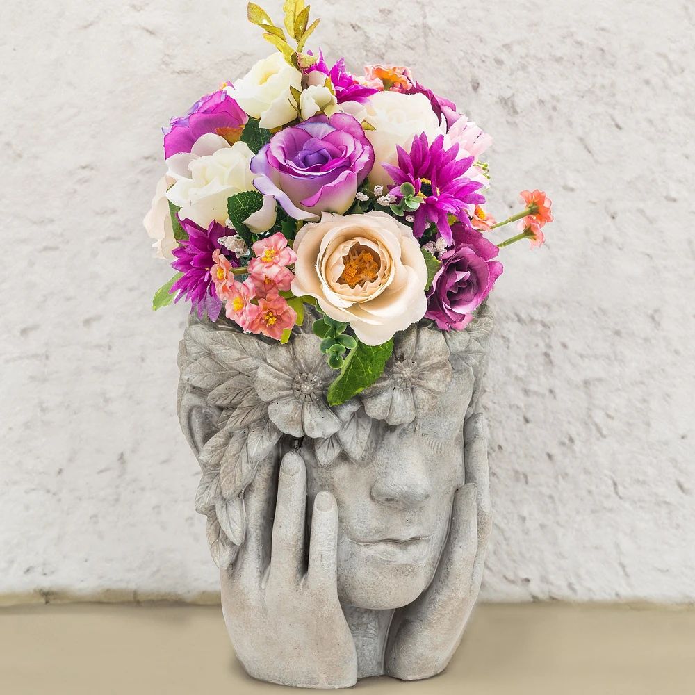 Abbott Woman with Flower Halo Planter - 9.5"