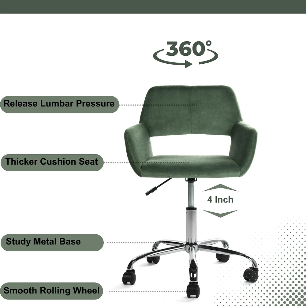 Cactus Velvet Office Chair Chrome Base by Maison Classique