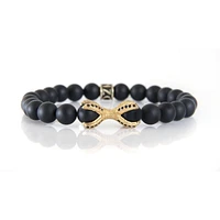 Bracelet onyx noir avec griffes or par Luenzo