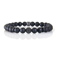 Bracelet onyx noir avec accent de zircone cubique noir par Luenzo