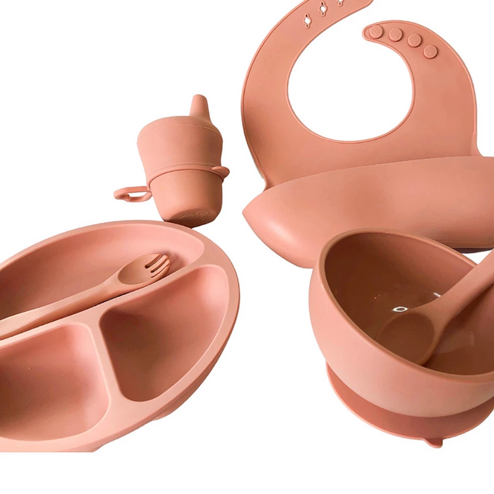 Nala Toddler Full Dinnerware Set - Apricot Rose by Beba