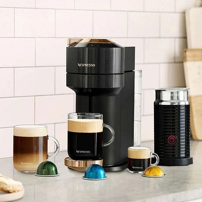 Nespresso® Vertuo Next Premium Coffee & Espresso Capsule Machine with Aeroccino by De'Longhi - Black Rose Gold