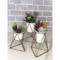 Set of 3 Viola Metal Table Top Planters