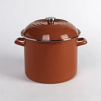 Red Porcelain Enamel Heavy-Gauge Steel Stock Pot - 11L