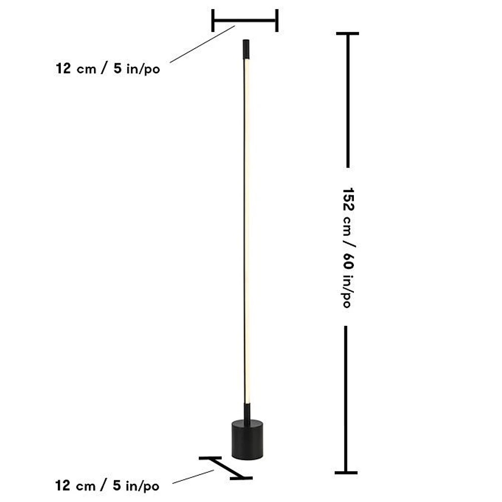 Petit lampadaire en métal et acrylique à DEL par Luce Lumen