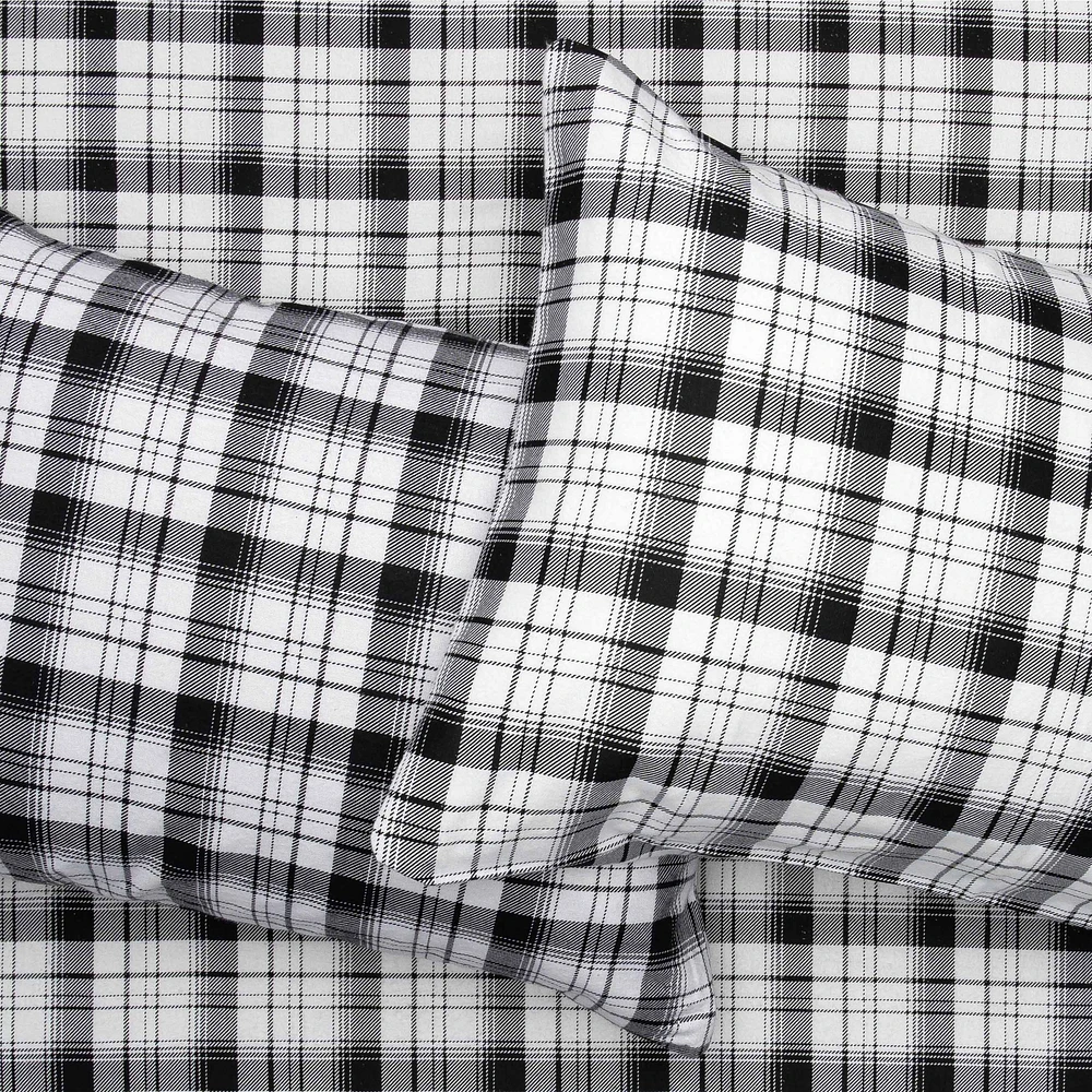 Black Check Flannel Sheet Set