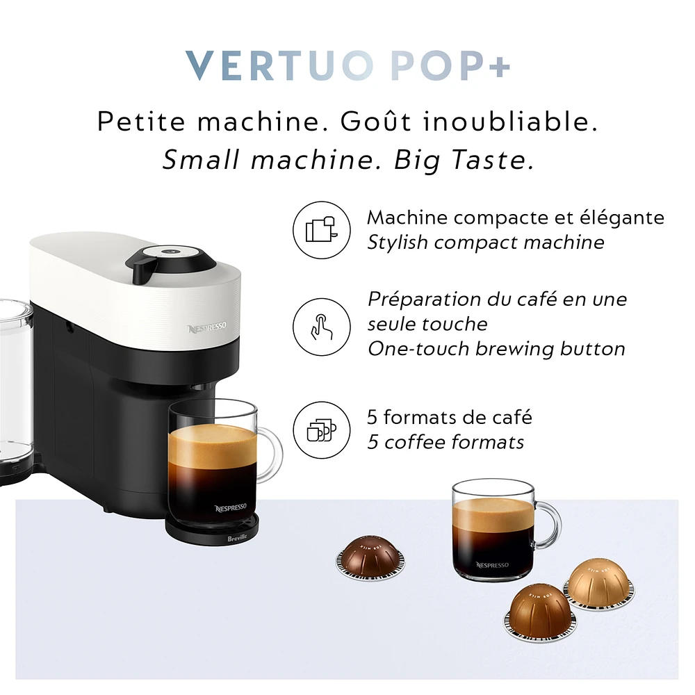 Breville Nespresso Vertuo POP+ Espresso & Coffee Machine - Coconut White