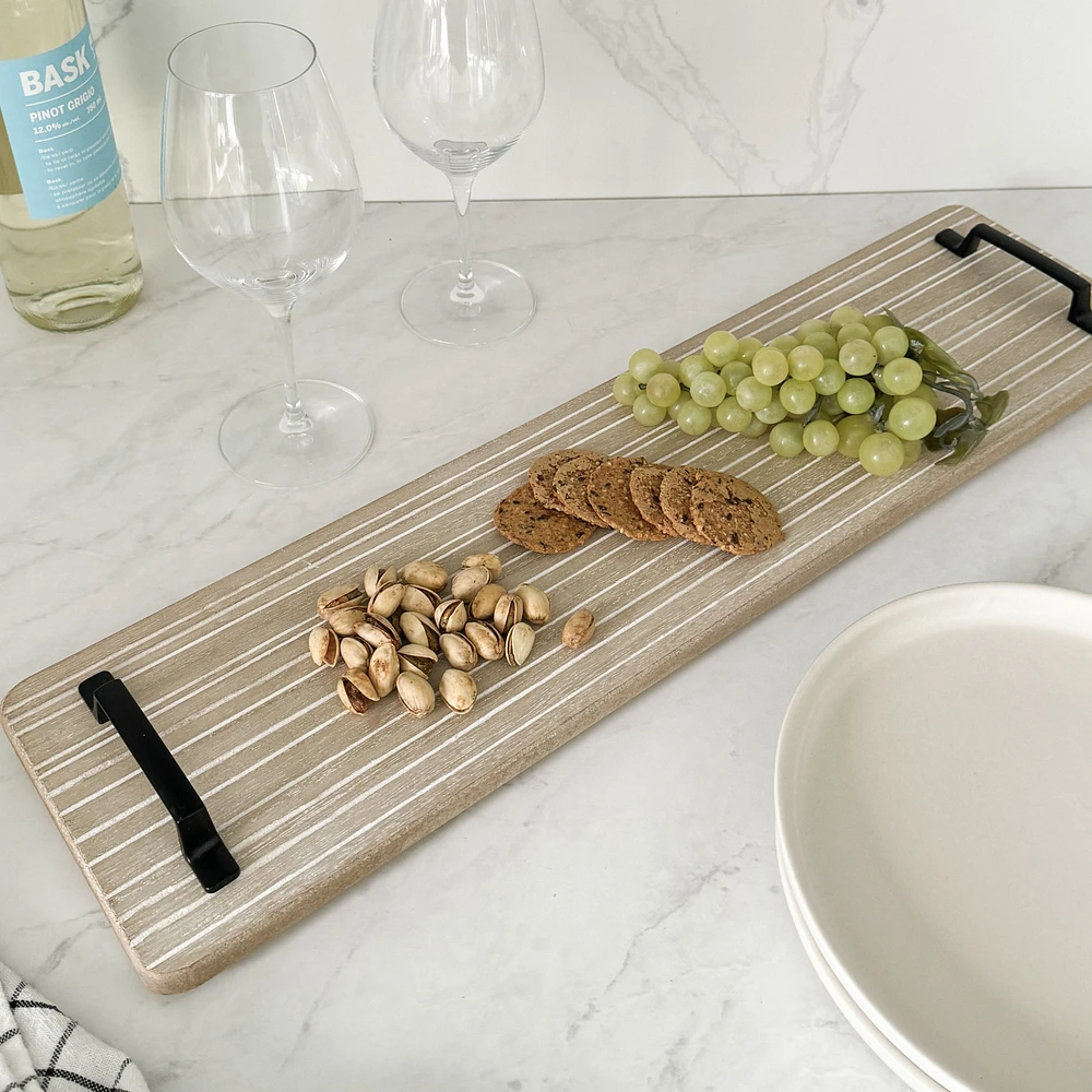 Grey Striped Tray by Canfloyd - 24 x 6"