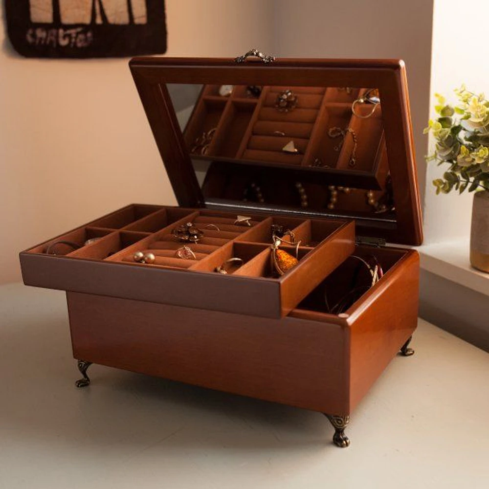 Mele and Co Kinsley Finish Wooden Jewellery Box - Walnut