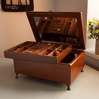 Mele and Co Kinsley Finish Wooden Jewellery Box - Walnut