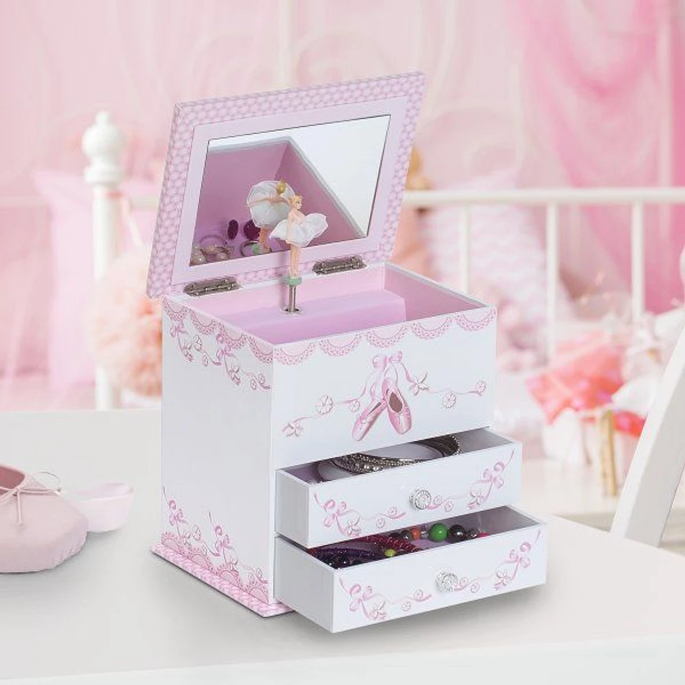 Mele and Co Angel Musical Ballerina Jewellery Box - White