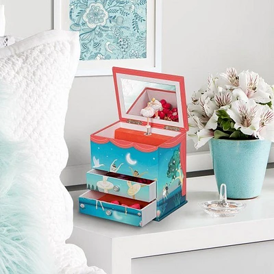 Mele and Co Mariel Musical Ballerina Jewellery Box - Blue and Coral