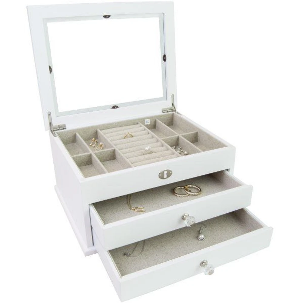 Mele and Co Large Lili Glass Top Jewellery Box