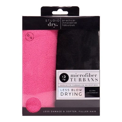 2 Hair Turban Towels - Pink/Black