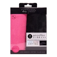 2 Hair Turban Towels - Pink/Black