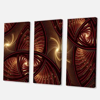 Brown Symmetrical Fractal Pattern Canvas Wall Art