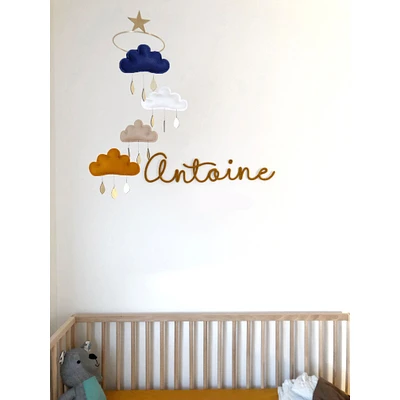Cloud Mobile - Navy, White, Beige & Ocher