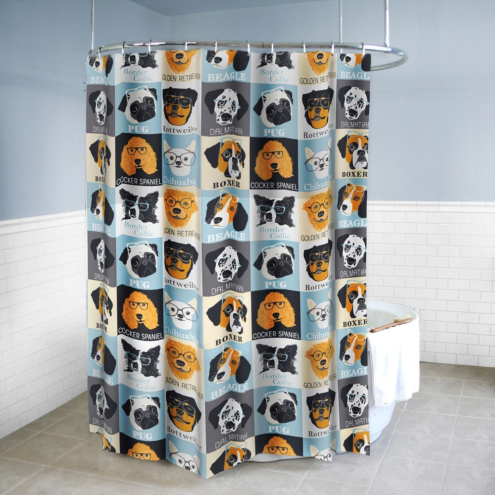 Dogs & Glasses Shower Curtain