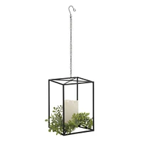 Hanging Lantern with LED Candle & Foliage