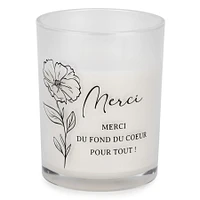 White Scented Candle in Glass - Merci