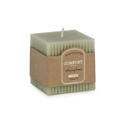 Square Ridged Candle 2.5" - Green