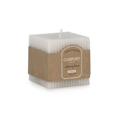 Square Ridged Candle 2.5"  - Cream