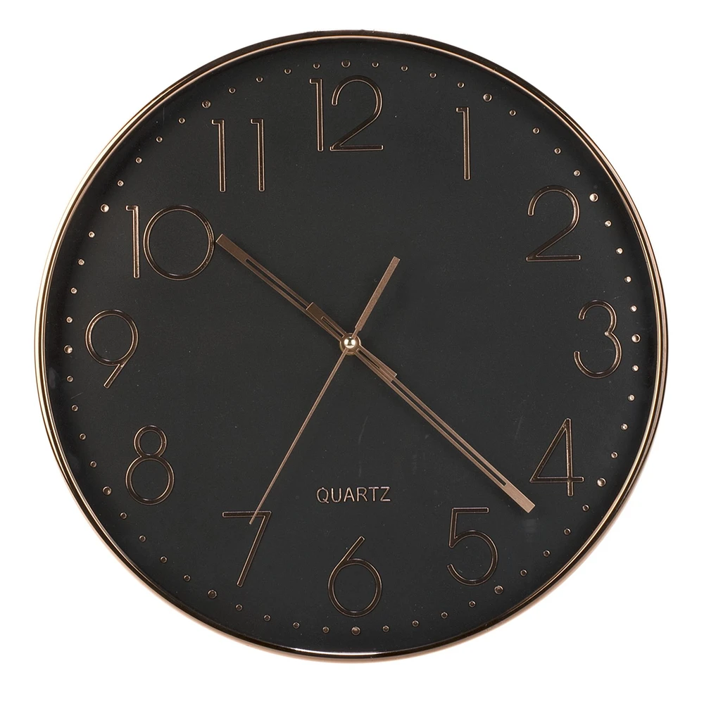 Rose Gold and Black Wall Clock