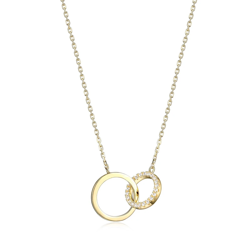 Reign Sterling Silver 18K Gold-Plated Cubic Zirconia Interlocking Circle Necklace