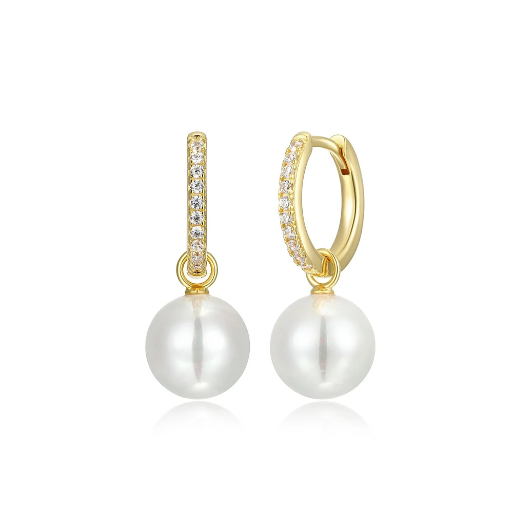 Reign 2-in-1 Shell Pearl Huggie Hoop Earrings