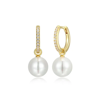 Reign 2-in-1 Shell Pearl Huggie Hoop Earrings