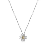 Reign Sterling Silver & Cubic Zirconia Two-Tone Clover Pendant Necklace