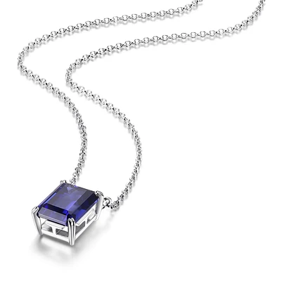 ELLE Sterling Silver Tanzanite Cubic Zirconia Pendant Necklace