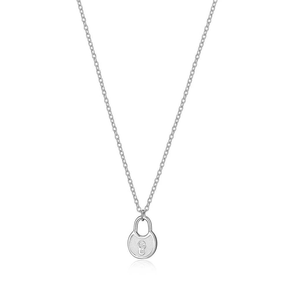 ELLE Sterling Silver & Cubic Zirconia Lock Pendant Necklace