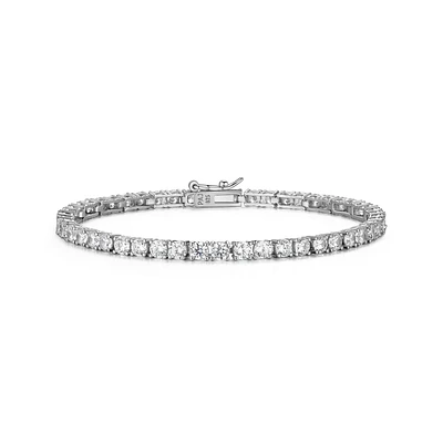 Reign Sterling Silver 3mm Round Cubic Zirconia Tennis Bracelet