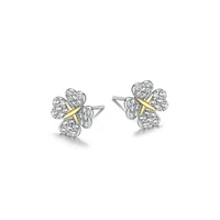 Clous d'oreilles en trèfle « Reign » en argent sterling et zircone cubique