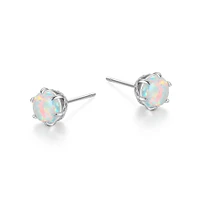 Reign Sterling Silver Created Opal Stud Earrings