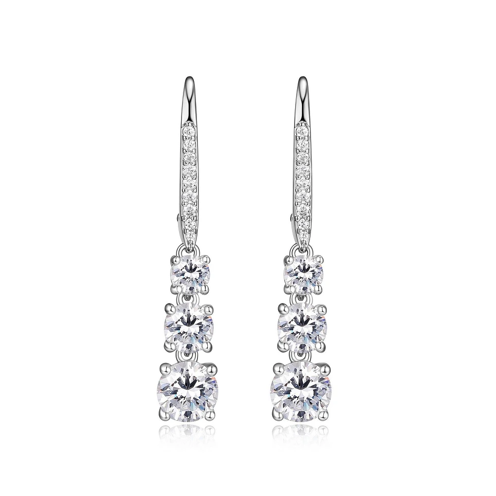 Reign Sterling Silver & Cubic Zirconia Graduated 3-Stone Earrings