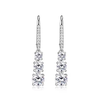 Boucles d'oreilles à trois pierres « Reign » en argent sterling et zircone cubique