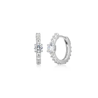 Reign Sterling Silver & Cubic Zirconia Hoop Earrings with Round Centre Stone