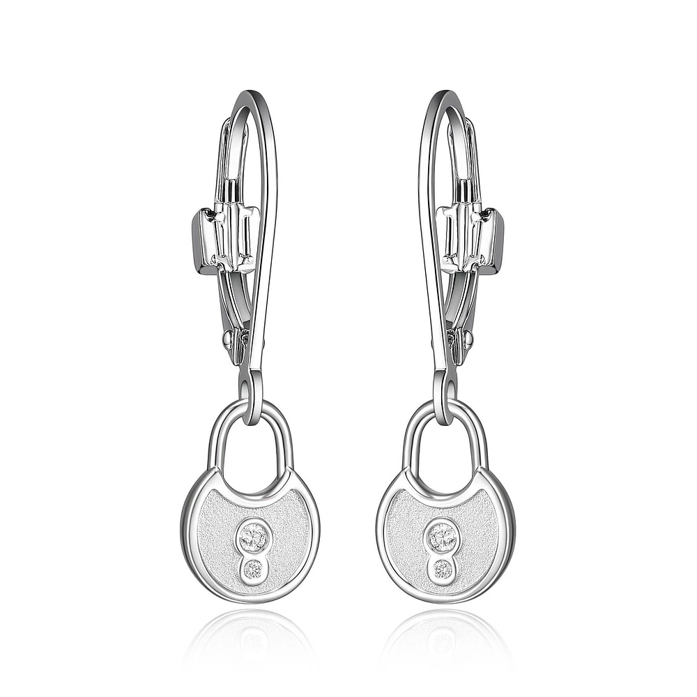 ELLE Sterling Silver & Cubic Zirconia Lock Earrings