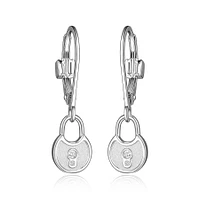 ELLE Sterling Silver & Cubic Zirconia Lock Earrings