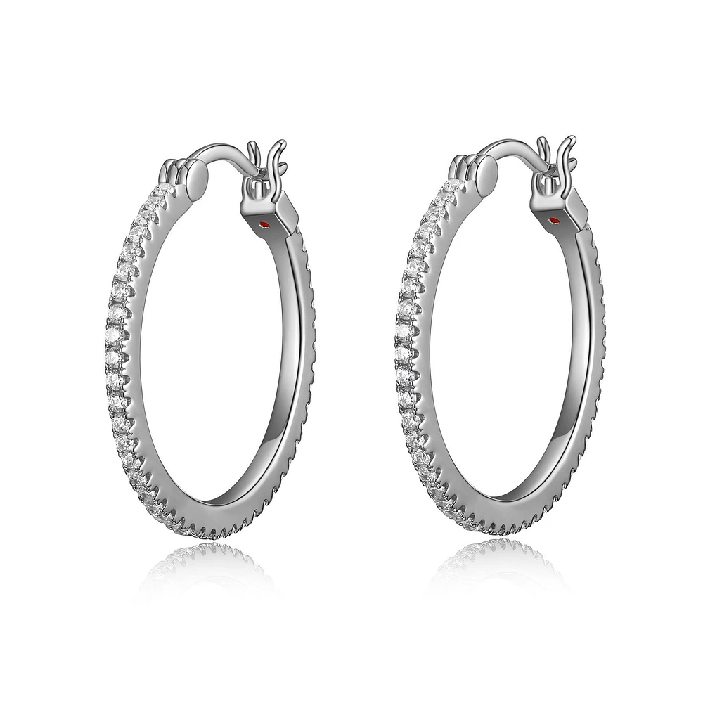 ELLE Sterling Silver & Cubic Zirconia Hoop Earrings