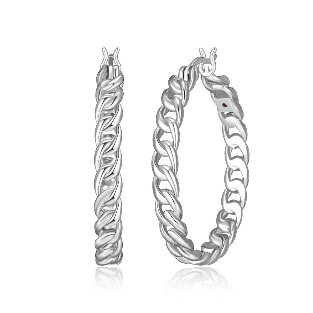 ELLE  Sterling Silver Link Hoop Earrings