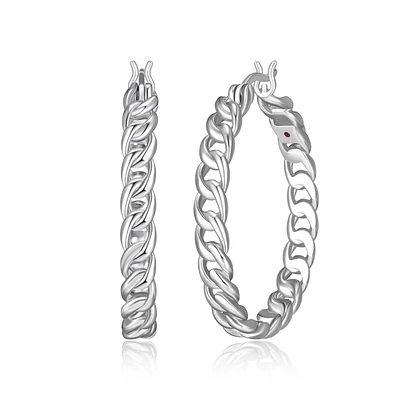 ELLE  Sterling Silver Link Hoop Earrings