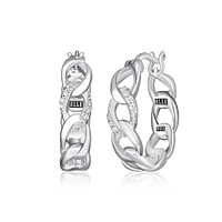 ELLE Sterling Silver & Cubic Zirconia Link Hoop Earrings