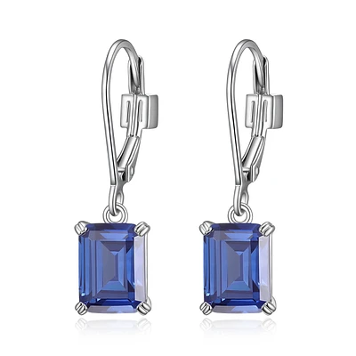 Boucles d'oreilles ELLE pendantes en argent sterling avec tanzanite et zircone cubique