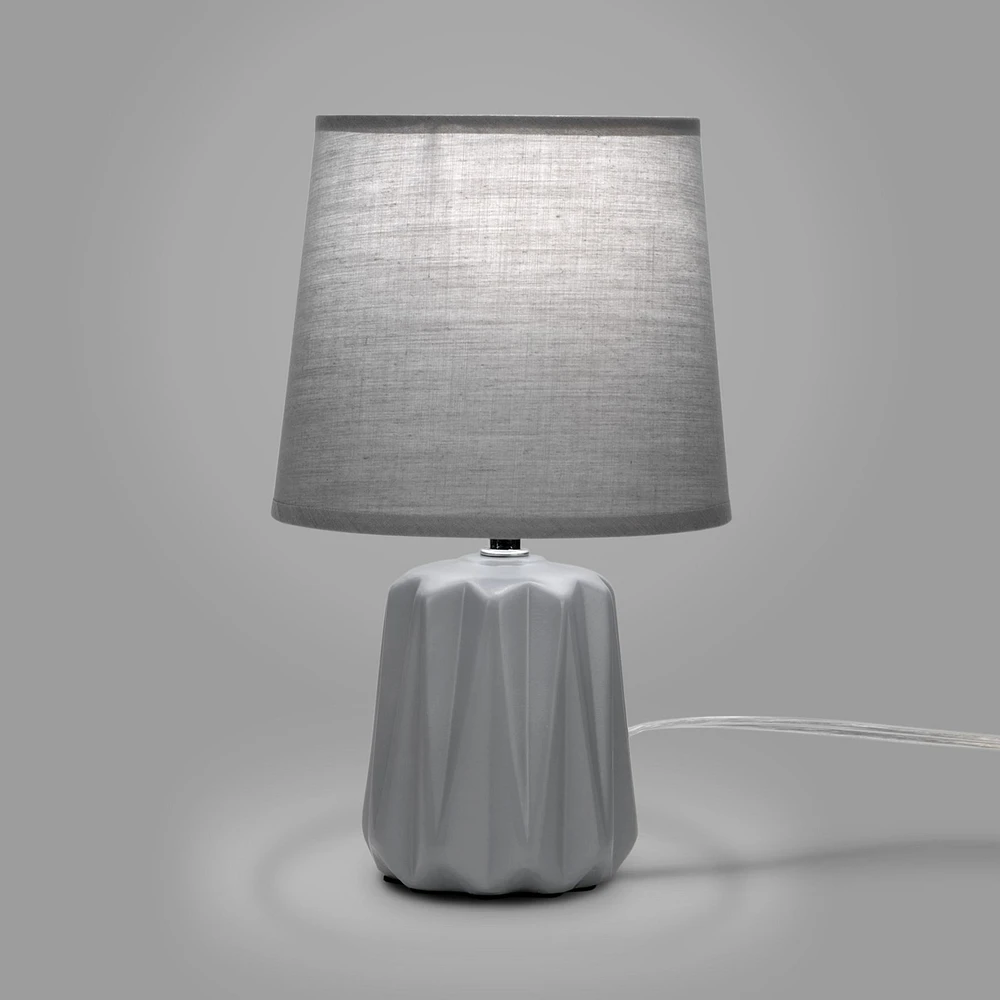 Jacinthe Table Lamp with Ridged Base - Grey