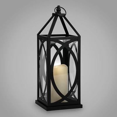 Square Shell Led Candle Lantern - Black