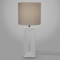 Lampe de table Zantelle avec base rectangulaire  - Blanc/Beige