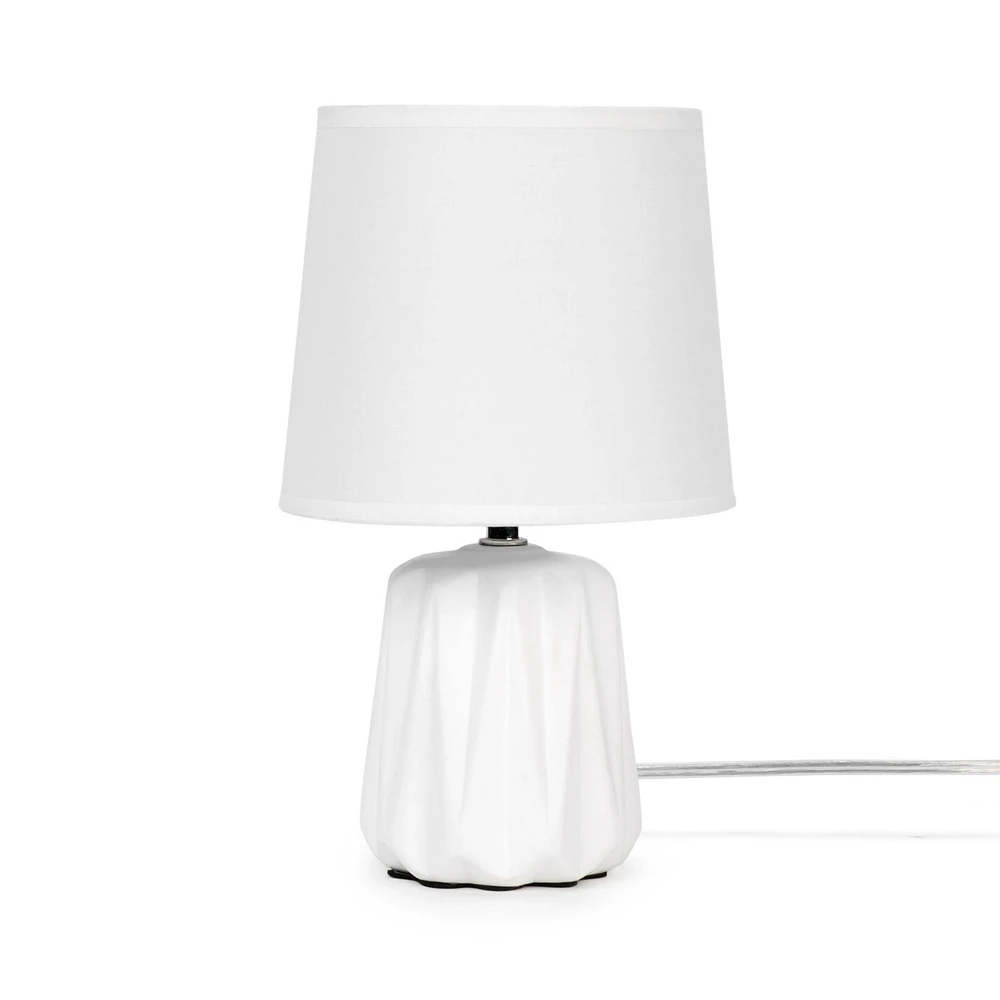 Zara Table Lamp with Ridged Base - White